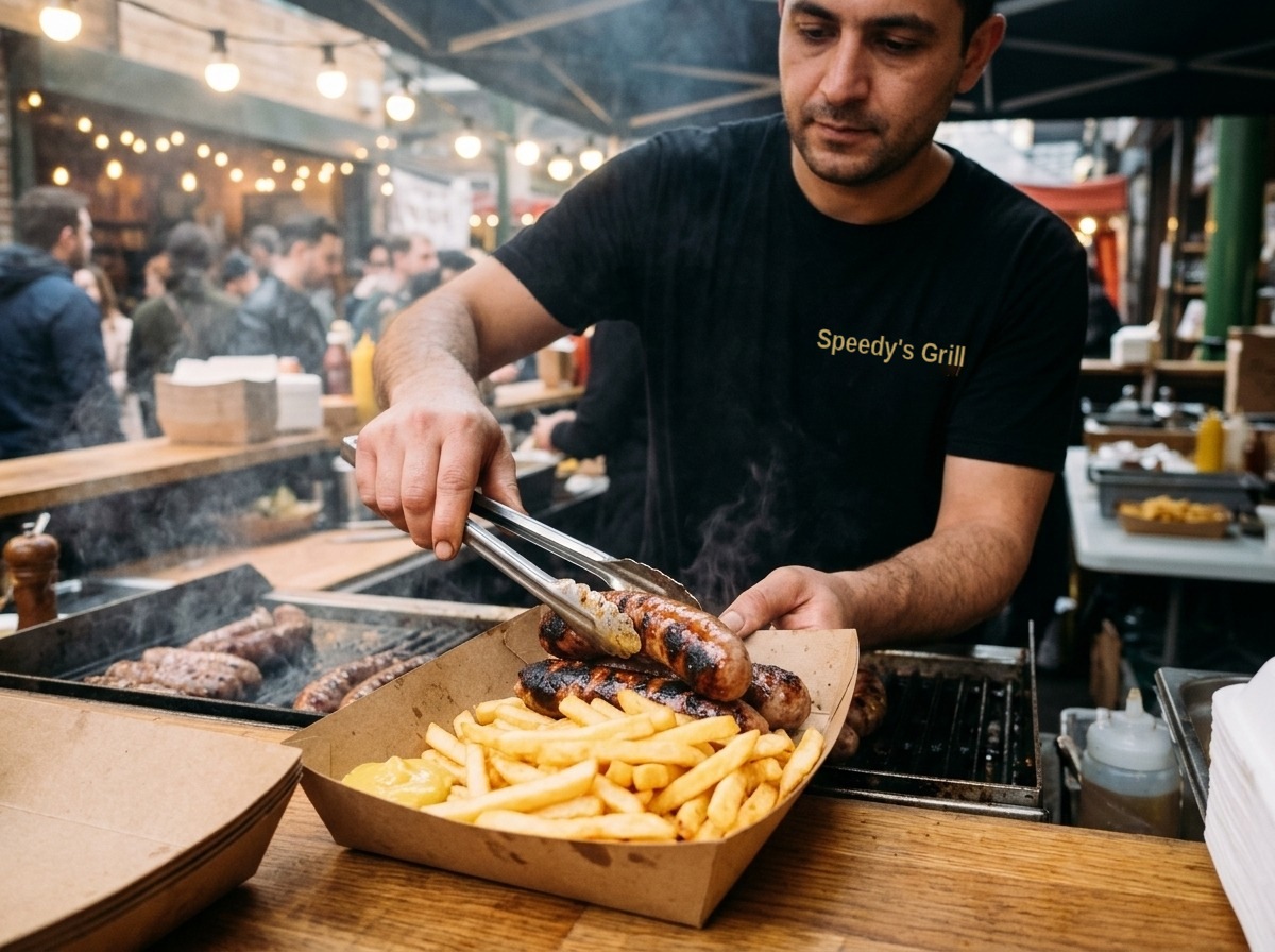 Cârnați de grătar cu cartofi - Speedy's Grill